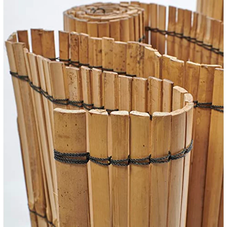Bamboona Flexible Filigrane Beetumrandung aus hellen Bambusleisten, praktische Rasenkante, anpassbare Einfassung für Beete und Mörtelkübel, 200 cm (Höhe 50 cm) – Bild 3