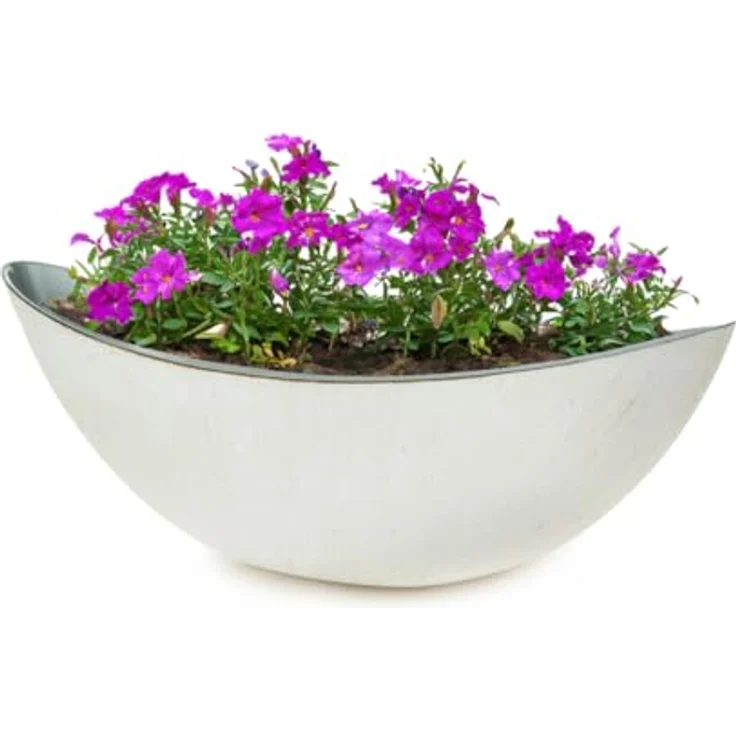 matches21 HOME & HOBBY Ovale Pflanzschale für draußen - große Schiff Deko-Schale in Vintage Creme-weiß als Blumen-Topf Pflanztopf - 55 cm Jardiniere für Garten Balkon oder Friedhof als Grab-Schmuck – Bild 1