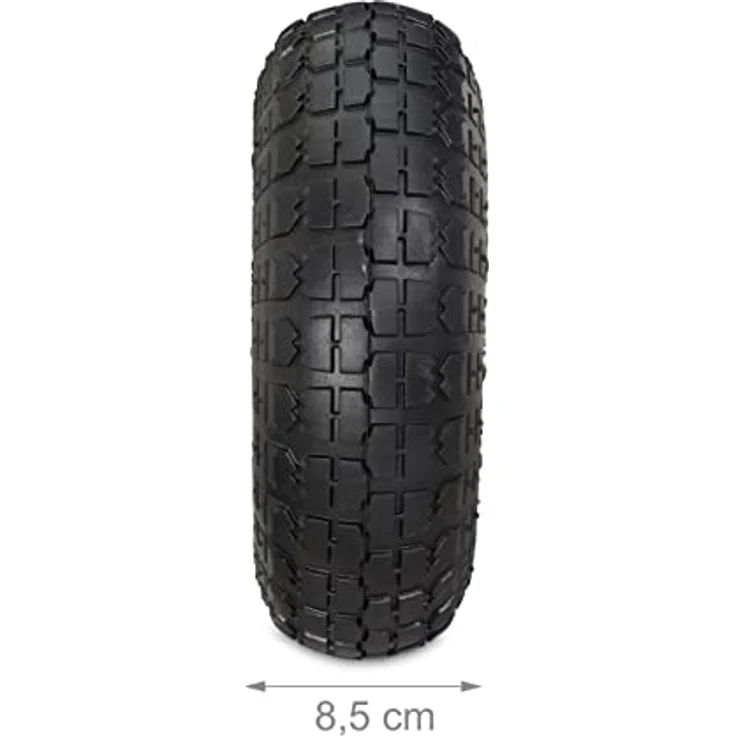 Relaxdays 2X Sackkarrenrad 4.1/3.5-4, luftbereifte Ersatzräder f. Bollerwagen, 16mm Achse, 136kg, 260x85mm, schwarz-grau – Bild 5