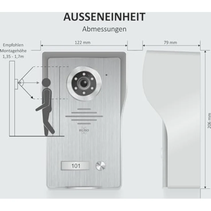 Elro Video-Türsprechanlage DV4000 (Haustür, innenbereich, Außenbereich, 2-tlg., Türklingel, Kamera, Video Türsprechanlage) – Bild 6