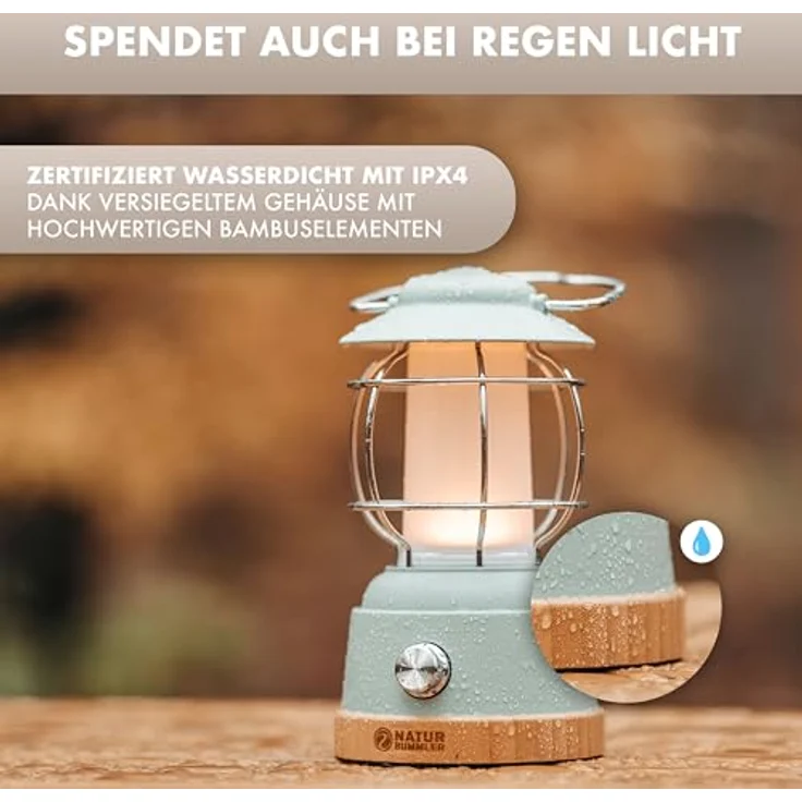 NATURBUMMLER Campinglampe aufladbar mit Powerbank [LUX Secure+], IPX4 wasserdicht, dimmbar, 5200 mAh Akku für 200h Leuchtkraft, LED Zeltlampe für Outdoor-Aktivitäten – Bild 4