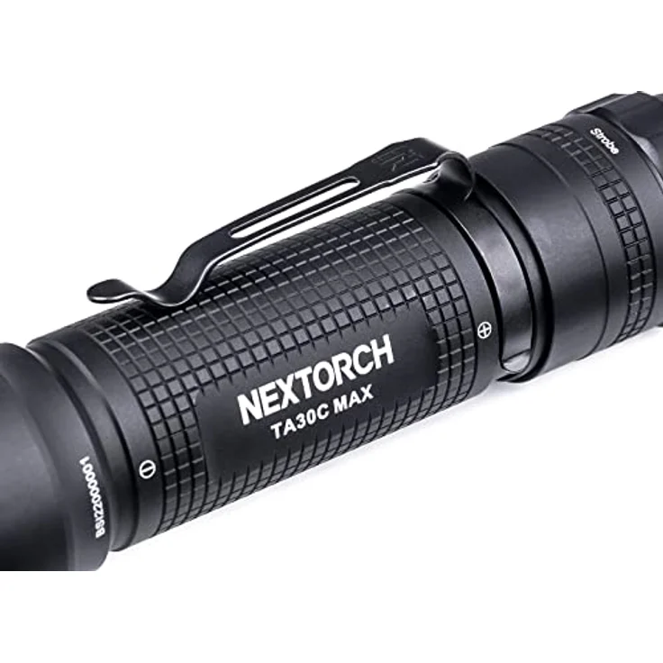 Nextorch TA30C MAX, taktische Taschenlampe mit 3000 ANSI Lumen, USB-C Akku 5000mAh, wasserdicht IPX8, stroboskopfähig, schwarz – Bild 6
