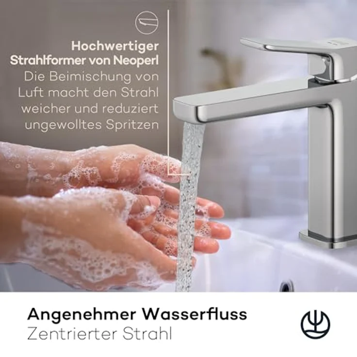 OTTO KLUDI-X3 Waschtischarmatur 422880581, Einlochmontage, Chrom, Keramikkartusche mit Heißwasserbegrenzung, Durchflussmenge 45 l/min. – Bild 3