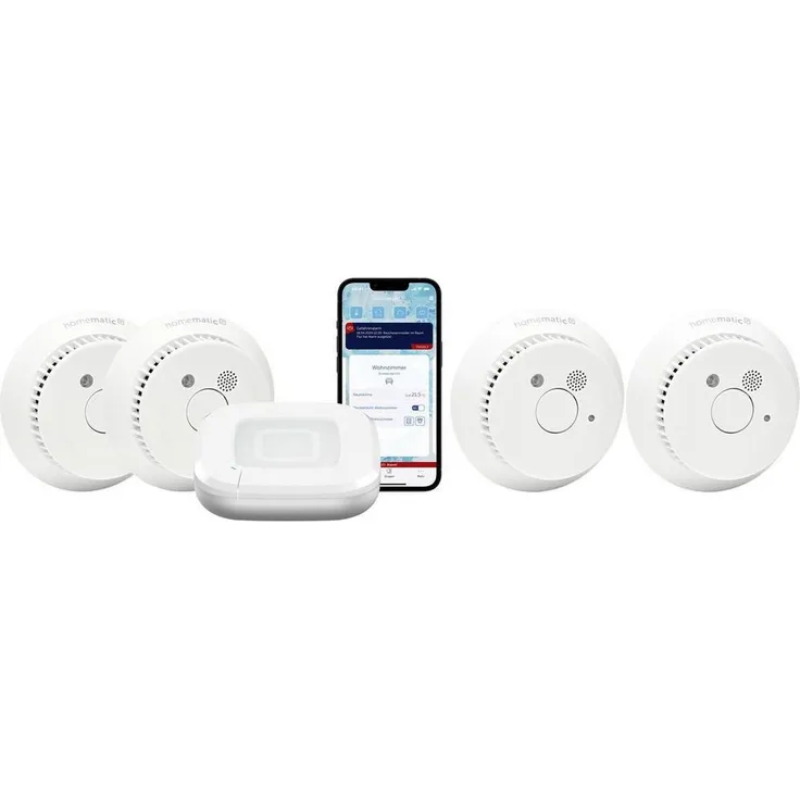Homematic IP Starter Set HmIP-SK27, 2x Rauchmelder mit Smart Home App-Anbindung für 4 Räume, Q-Label zertifiziert