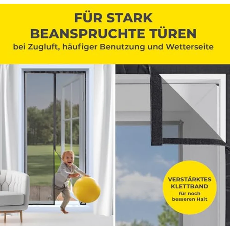 EASYmaxx Insect Protect Insektenschutzvorhang 100 x 210 cm | mit XXL-Magnetbändern | Fliegengitter Tür | Balkontür | Insektenschutz | Magnet | Fliegenvorhang – Bild 3