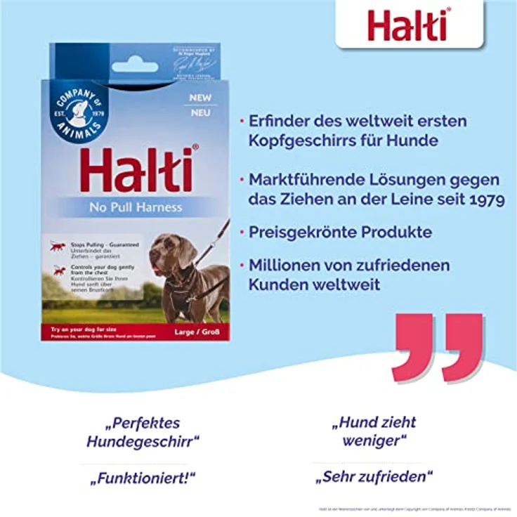 Company of Animals HALTI No Pull Anti-Zug Geschirr, Größe Groß - Gepolsterter Brust- und Beingurt, Reflektierendes Gurtmaterial, Einfache Anpassung und Benutzung – Bild 5