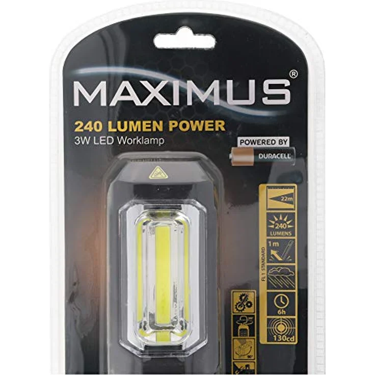 Maximus Arbeitlampe M-WKL-012-DU, LED COB Handlampe mit 240/60 Lumen, 90° drehbar, stoßfest und spritzwassergeschützt, inkl. 3xAA Batterien – Bild 6