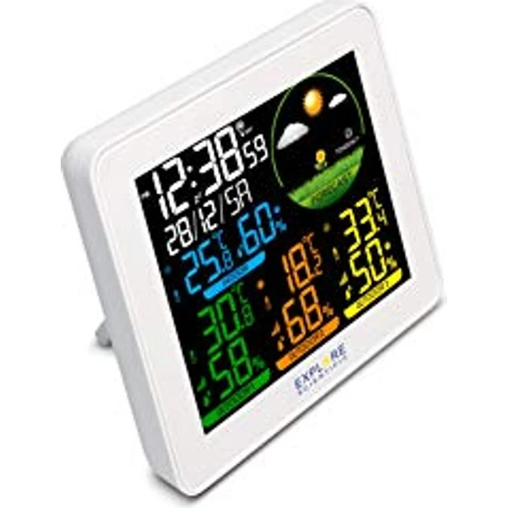 Explore Scientific Wetterstation Funk mit 3 Außensensoren, Farbdisplay, Wettervorhersage und DCF Funksignal, weiß – Bild 2