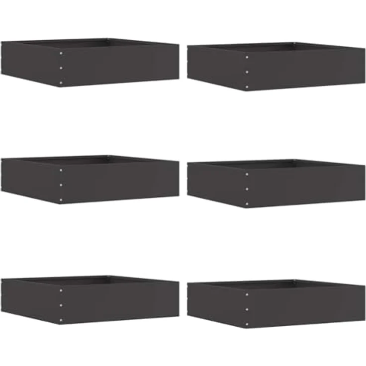 vidaXL Raseneinfassung 6 Stück, Schwarz, 50 x 50 x 13 cm, Moderne Stahl-Rasenbarriere für Garten und Terrasse, strapazierfähig und einfach zu installieren – Bild 1