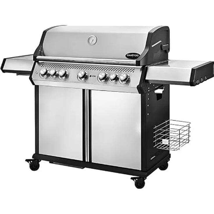 SANTOS S-518 Pro Edelstahl Gasgrill mit 5 Hauptbrennern, Backburner, 800°C Steakzone und beleuchteten Drehreglern – Bild 2