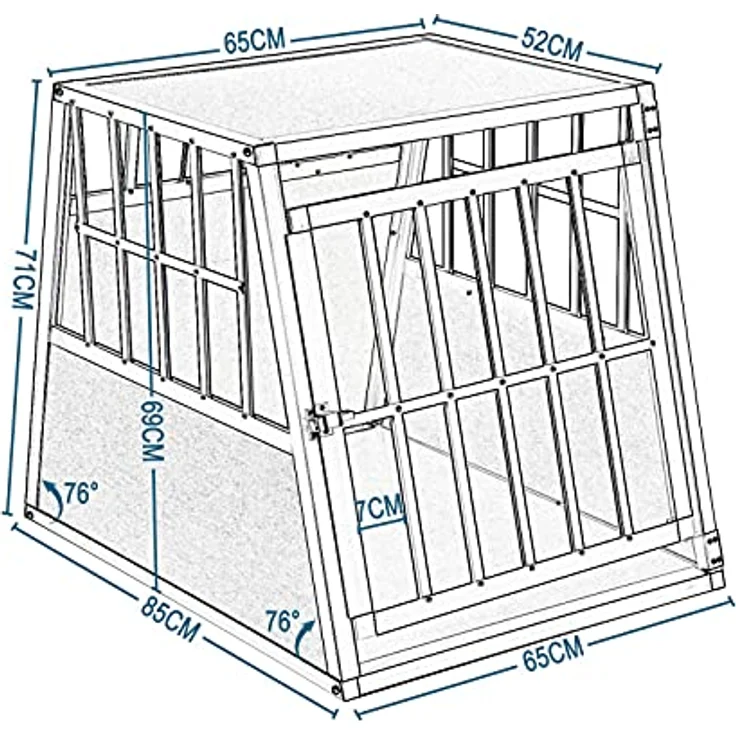EUGAD Tiertransportbox, Hundetransportbox Alu Reisebox Autobox 85x65x69 cm, Silber, mit Sicherheitsverschluss und guter Belüftung - Preisvergleich – Bild 2