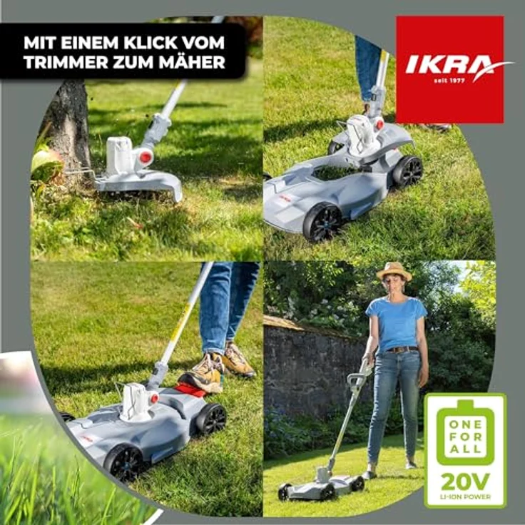 ikra GmbH Akku-Rasentrimmer IART 2030, 30 cm Arbeitsbreite, kabellos, 20 Volt-Akku mit Akku & Ladegerät - 2in1-System – Bild 2