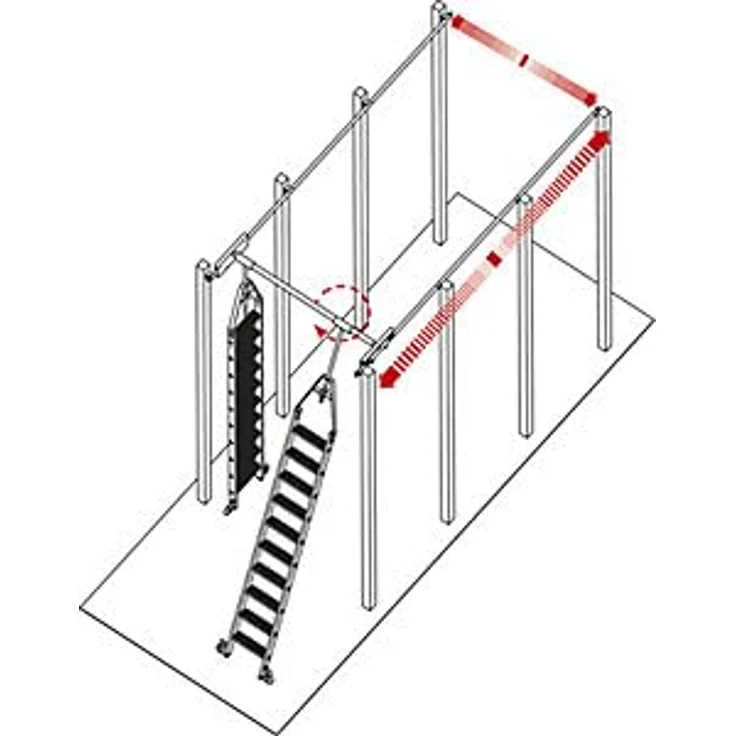 Kaiserkraft Stufen-Regalleiter mit Kopffahrwerk, 320 cm, für Doppelregale, 12 Stufen, hohe Stabilität, 80 mm tiefe Stufen – Bild 3