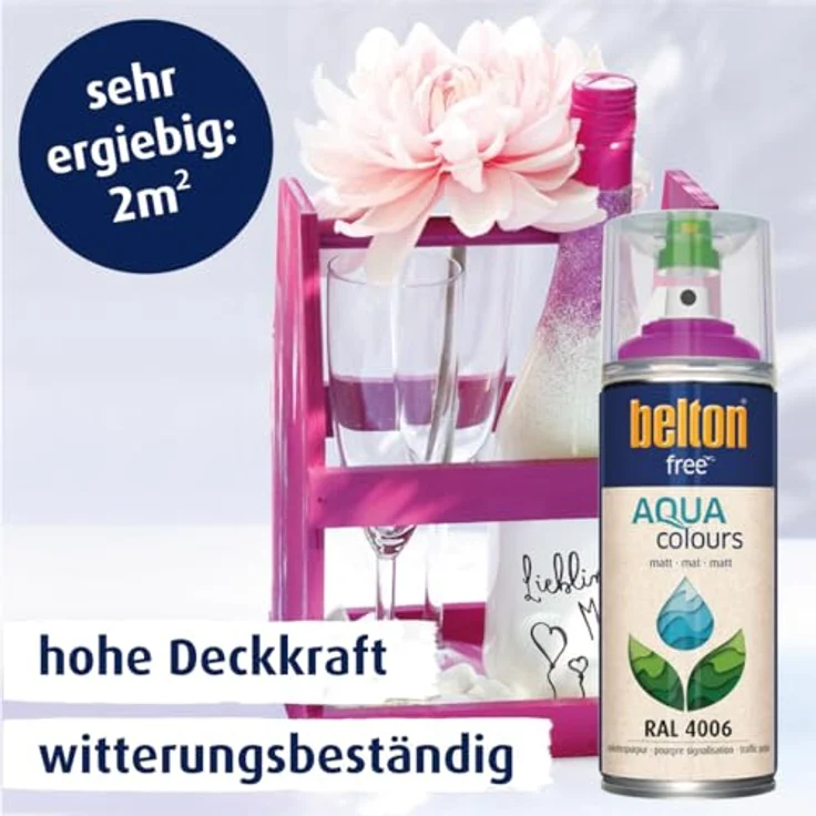belton free Lackspray 400 ml, Acryl Wasserlack, verkehrspurpur, matt – Bild 4