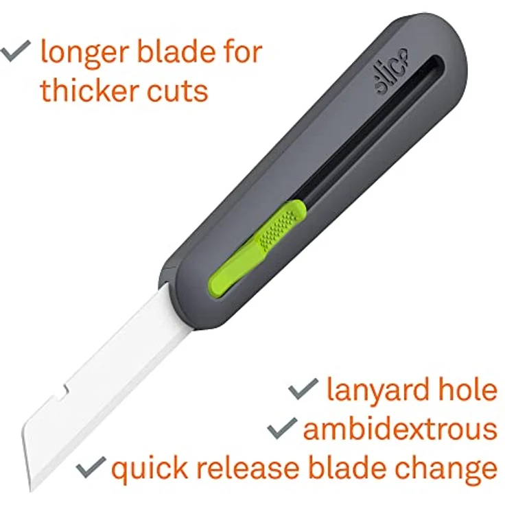 Slice 10560, Industrie-Cuttermesser mit automatischem Klingenrückzug, robuster glasfaserverstärkter Nylon-Griff, ausfahrbare Klinge bis 8,25 cm, grün – Bild 3