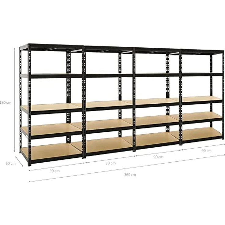PROREGAL Mega Deal 4X Schwerlastregal Tiger Schwarz 180x90x60 cm mit Fachlast 265kg Garagenregal Kellerregal Werkstattregal Lagerregal Steckregal – Bild 2