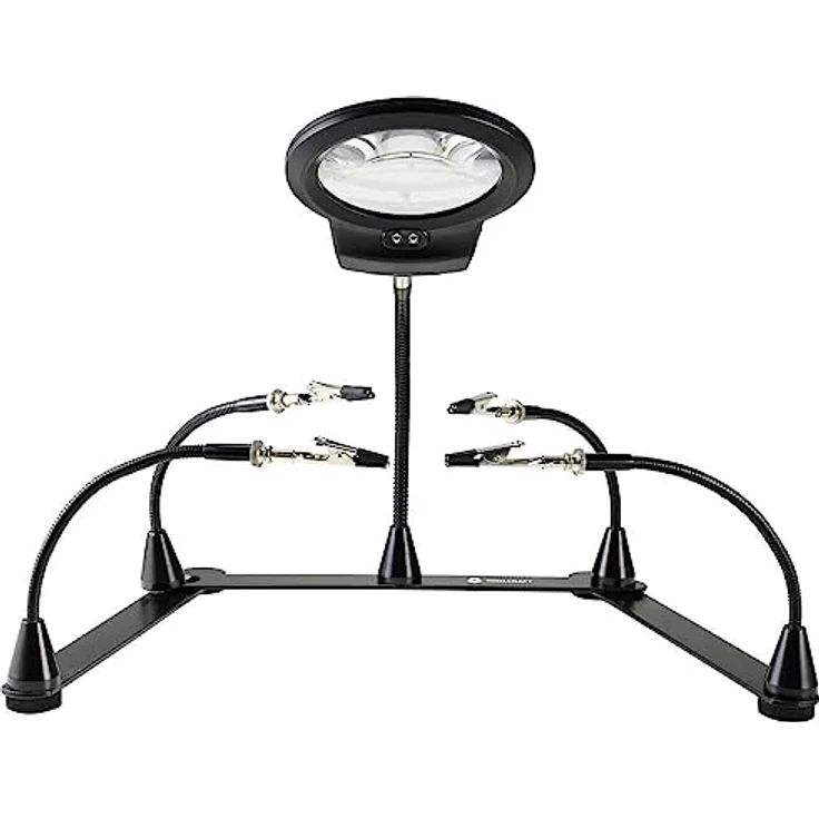 TOOLCRAFT AT-430, Dritte Hand mit 4x Lupe, verstellbarem Stahlsockel und flexiblen Armen für präzise Lötarbeiten und Handwerksprojekte – Bild 3