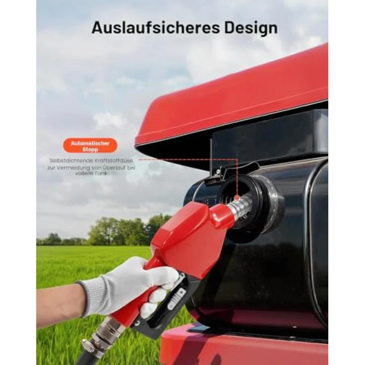 VEVOR Kraftstofftrolley 121 L, Kraftstoffkanister mit 12 V DC Pumpensystem, 3,96 m Schlauch & Düse, für Diesel & Kerosin – Bild 5