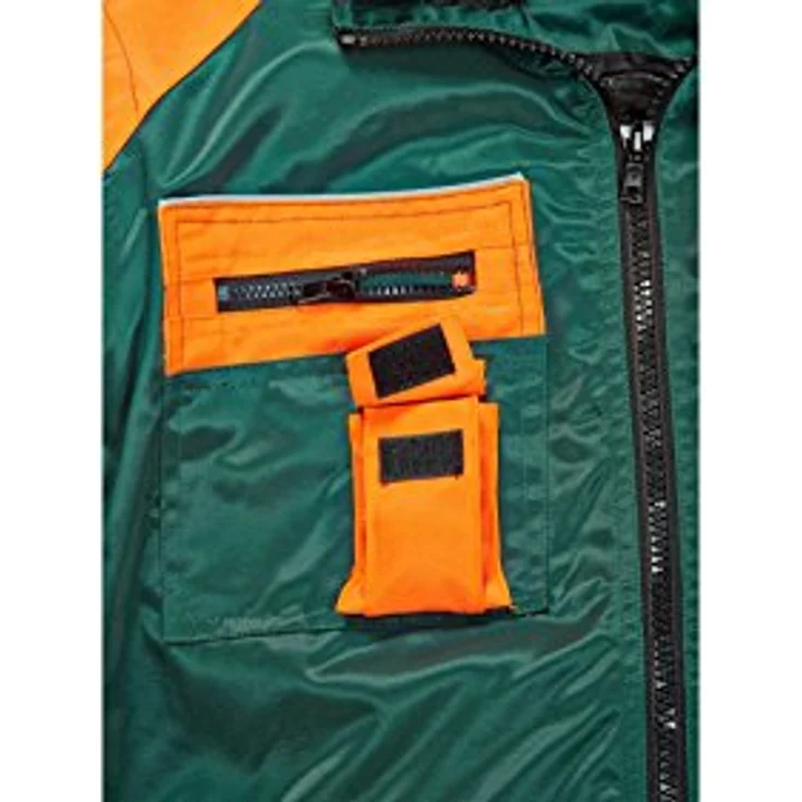 BULLSTAR Allroundblouson 9420, Arbeitsjacke in grün/orange, Gr. XXL, strapazierfähiges Material mit Reflexbiese und abtrennbarem Pelzkragen – Bild 3