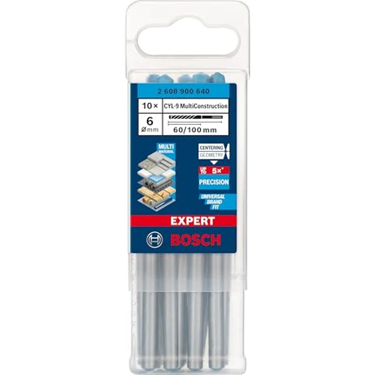 Bosch Professional Expert CYL-9 MultiConstruction Bohrer- und Bitset, Ø 6mm, 60mm Arbeitslänge, für Mauerwerk, Beton, Holz, Kunststoff und Stahl – Bild 2