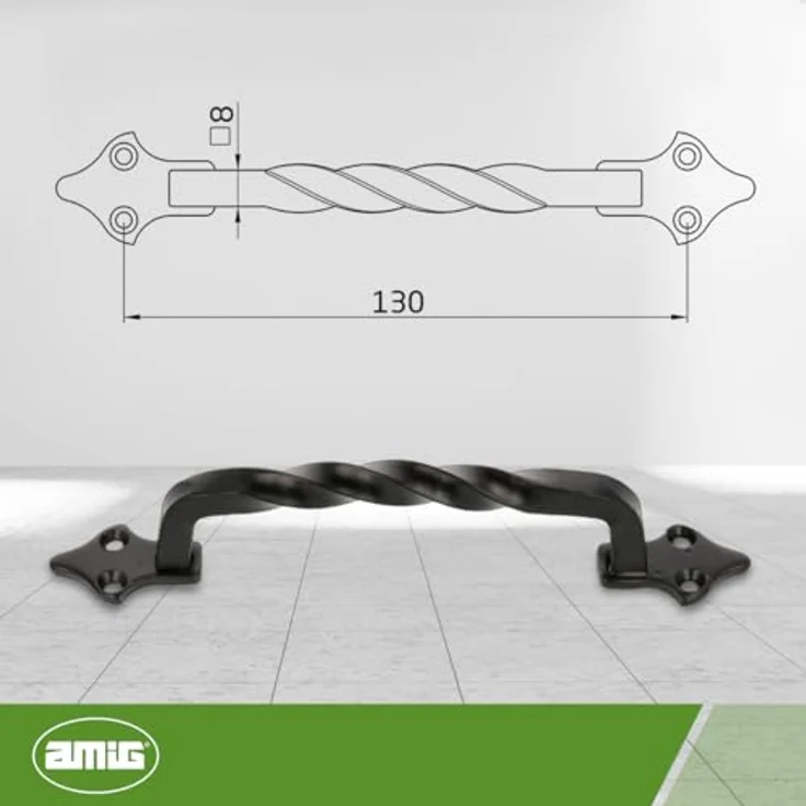 Amig Möbelgriff Modell 1002, 130 mm, mattschwarz, robuster Stahlgriff mit einfacher Installation – Bild 3