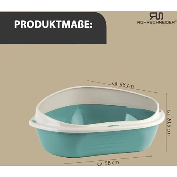 Rohrschneider® Eckiges Katzenklo | Katzentoilette für große Katzen | Katzenklo mit hohem Rand | platzsparende Ecktoilette Katze | Katzenklo in modernen Design | Katzentoilette groß (Blau) – Bild 3