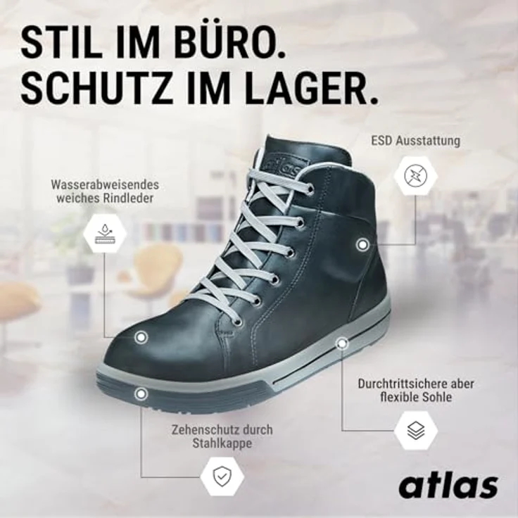 Atlas knöchelhoher Sicherheitsschuh A 585 XP ESD S3, durchtritthemmend, Weite 10, Größe 43 – Bild 3