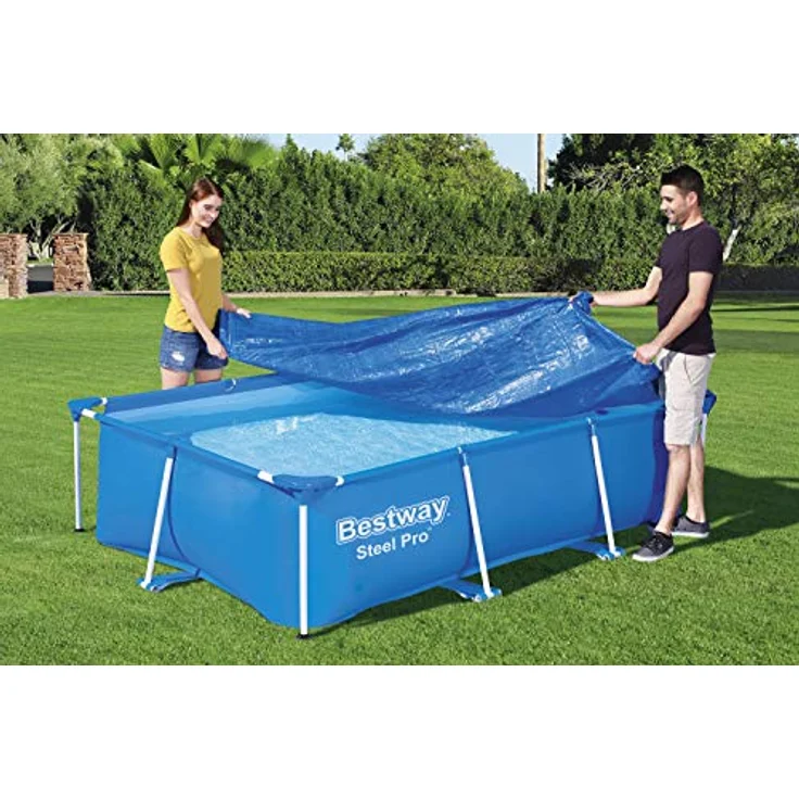 Bestway Flowclear PE-Abdeckplane 264 x 174 cm, für eckige 259 x 170 cm Steel Pro Pools, blau – Bild 4