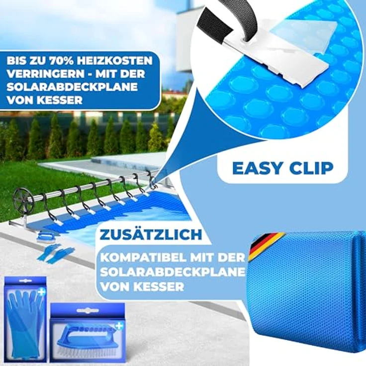 KESSER Pool Aufroller Premium Aufrollsystem 3m - 5,70m Mit Rädern für Solarplane mobiles Aufrollvorrichtung für Poolplane & Abdeckung inkl. Bänder witterungsbeständiges Material Silber - Schwarz – Bild 3