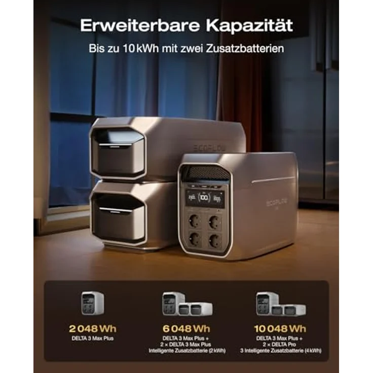 EcoFlow DELTA 3 Max Plus tragbare Powerstation, 2 048 Wh LiFePO-Batterie, erweiterbar auf 10 kWh, 3 000 W AC-Ausgang, ultraschnelles Laden 0–80 % in 47 Min. – Bild 5