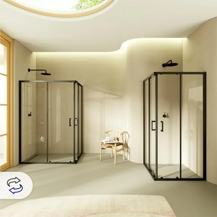 Moments of Glass Eckduschkabine DK79, 95x95 cm, 6mm ESG Nano Glas, Schiebetüren mit hochwertigem Rollensystem, höhenverstellbar 185 cm – Bild 4
