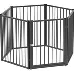 PawHut Welpenauslauf 76 cm Hoch, 6-TLG Hundelaufstall aus Stahl mit Tür für kleine bis mittelgroße Hunde, Schwarz