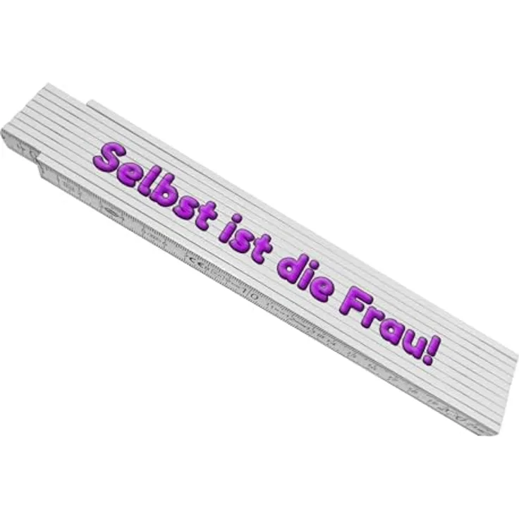 speecheese Meterstab aus Holz, Gliedermaßstab mit Spruch: Selbst ist die Frau!, pink, 24x3,5 cm, 10 Gelenke