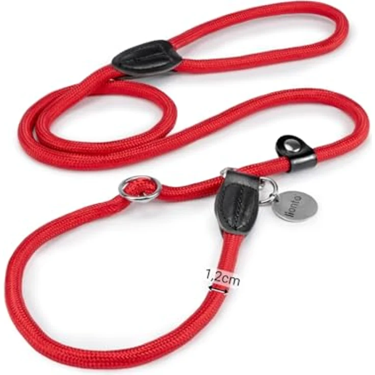 lionto Retrieverleine Moxonleine, robust und wetterfest, 120 cm mit Zugstopp, fellschonend, vegan, rot – Bild 5