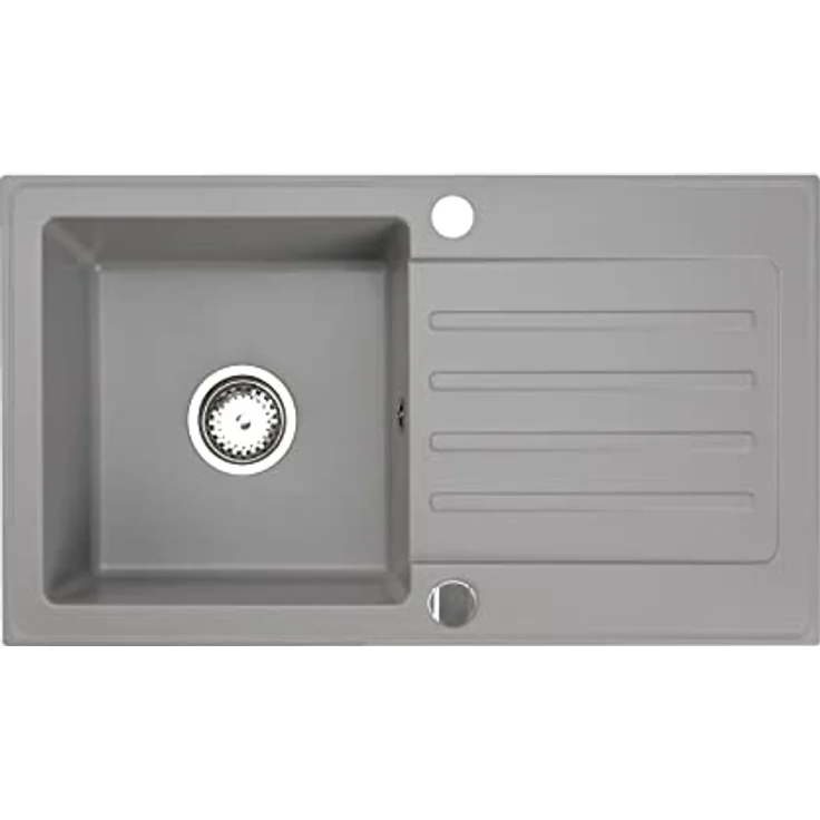 Faizee Möbel Granitspüle Küchenspüle inkl. Siphon Set 75x45, Rechteck, Grau, hitzebeständig bis 280°C – Bild 4
