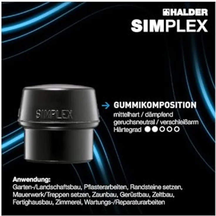 Halder Schonhammer SIMPLEX-Plusbox Starterkit, 80 mm Kopf, ergonomischer Holzstiel, Tempergussgehäuse, austauschbare Gummi- und Superplastik-Einsätze – Bild 12