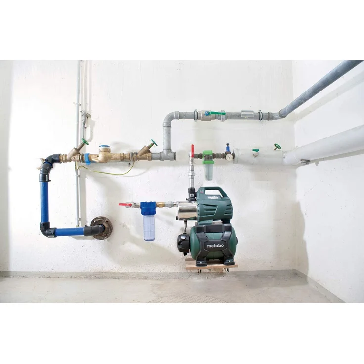 Metabo Hauswasserwerk HWW 6000-25 Inox (1300 Watt, 5,5 bar, 24 Liter, Fördermenge 6000 Liter pro Stunde, Rückschlagventil, Start-Stop Automatik Hauswasserautomat mit Trockenlaufschutz) 600975000 Hauswasserpumpe 6000 l/h 8 m|55 m Ansaughöhe 8 m – Bild 2