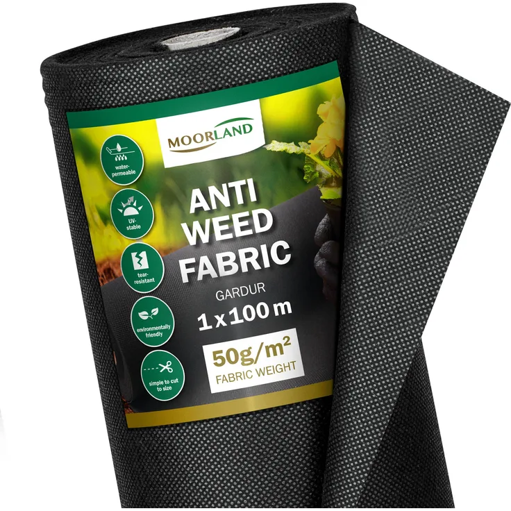Moorland Unkrautvlies Gardur Schwarz 100cm, 10000