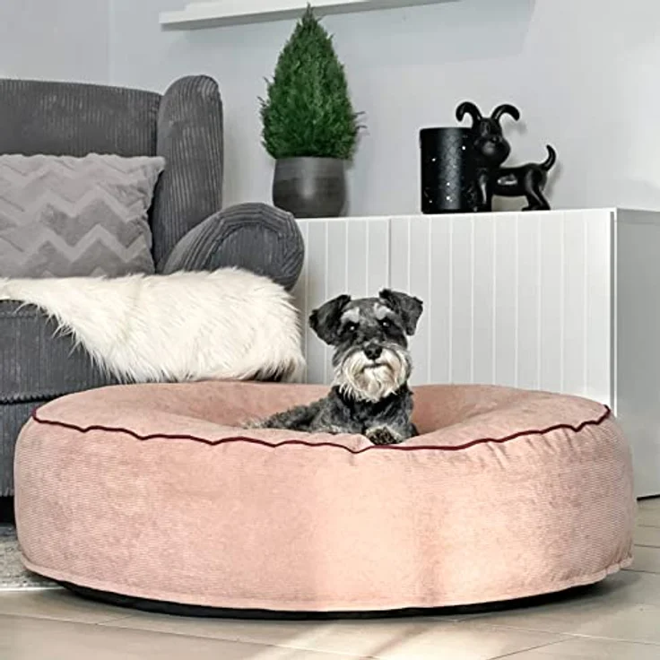 Mr. Cuddles Hundekissen Lilly | Rundes Hundebett mit Kord-Bezug | Waschbar | Größe M 80cm | Flauschiges Donutkissen Rosa – Bild 4