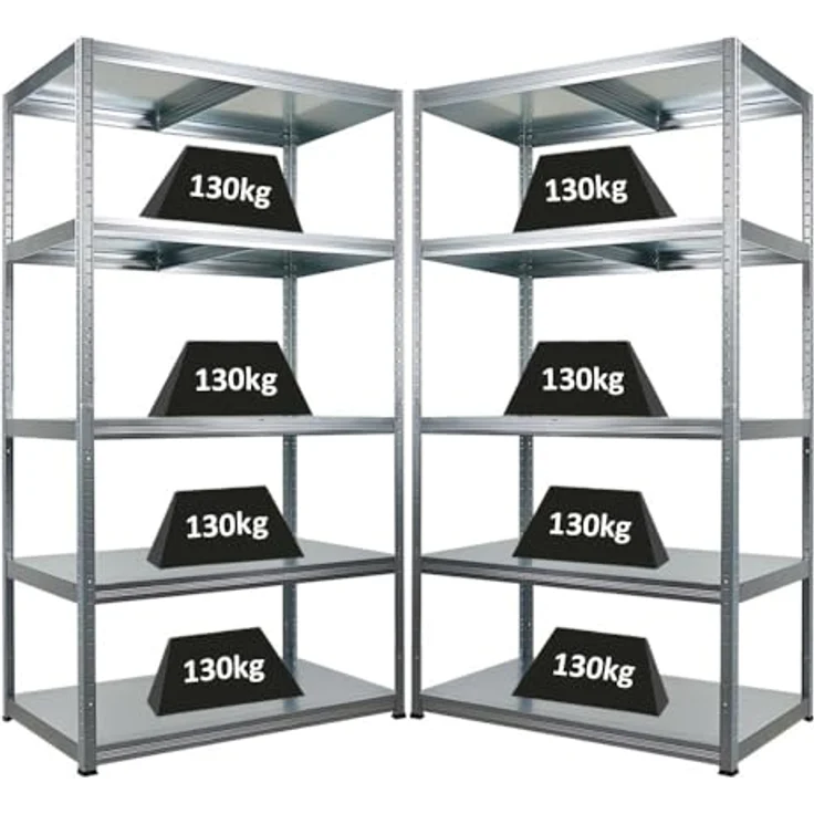 Proregal Metallregal Mega Deal Steel Eagle, Schwerlastregal mit 5 Böden, verzinkt, 180 x 100 x 60 cm, Traglast 130 kg pro Boden – Bild 1