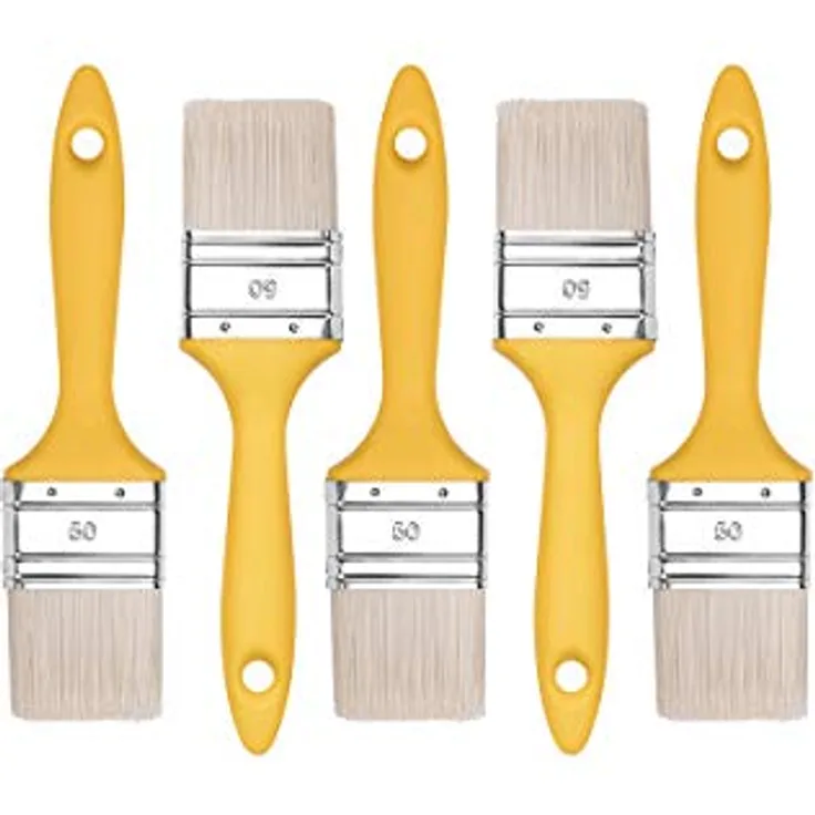 M7 Flachpinsel-Set 5-teilig, Breite 50mm-5 Stück, Malerpinsel Set mit Kunststoffgriff, Lackierpinsel 5PCS, Serie *37*, A0200-370550