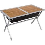 BERGER Campingtisch mit rollbarer Tischplatte - Klapptisch Höhenverstellbar Klappbar | Gartentisch, Esstisch, Balkon, Garten, Terrasse (Bambus)