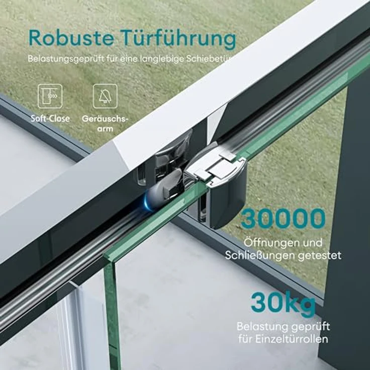 Mai & Mai Dusch-Schiebetür Nischentür Dusche Duschtür H:195cm ESG Nano, 100x195 cm in Klarglas – Bild 4