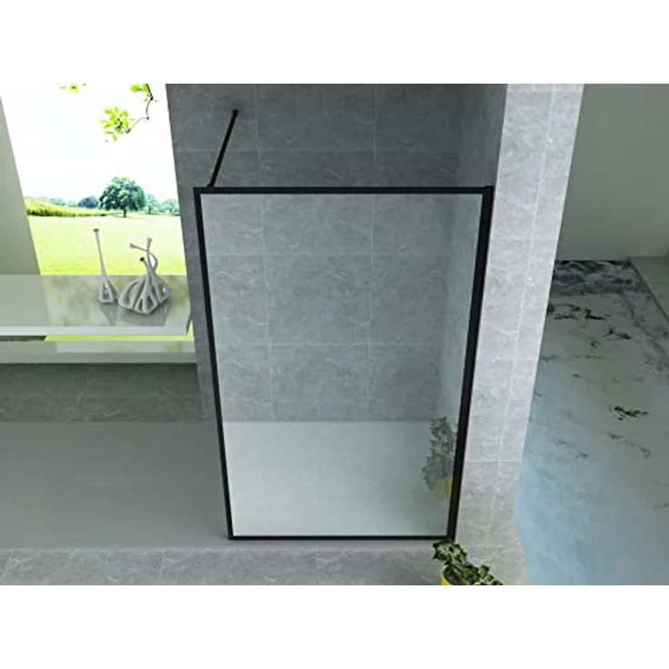 Aloni Walk-in-Dusche RECO120, Einscheibensicherheitsglas mit NANO-Beschichtung, Komplettrahmen, Klar-Glas, Schwarz-Matt - Preisvergleich – Bild 2