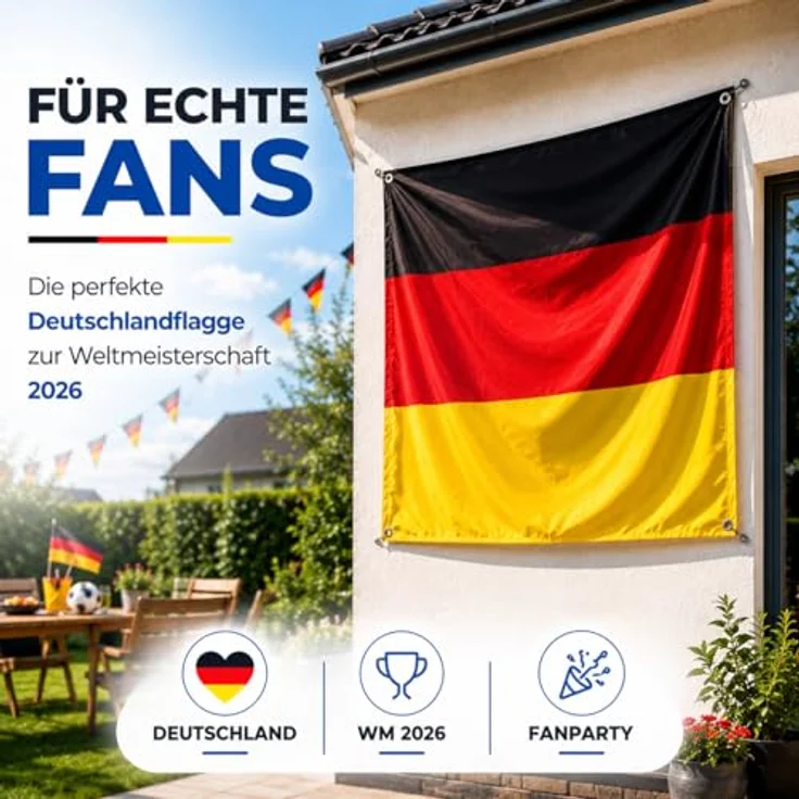 TK Gruppe Timo Klingler Deutschland Flagge - WM 2026 Fahne aus strapazierfähigem Polyester, 90x150 cm mit Metallösen – Bild 4