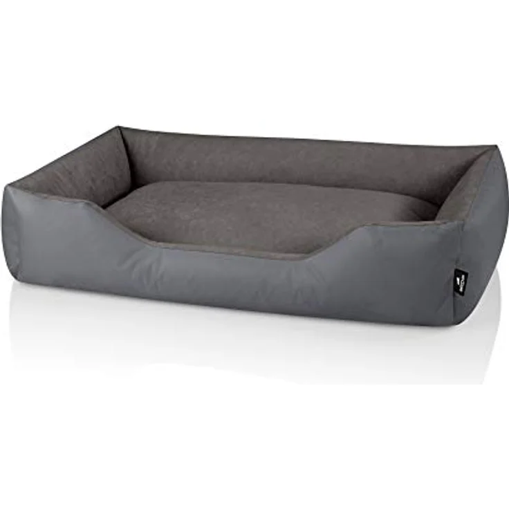 BedDog Hundebett ZARA, Hundekissen mit abziehbaren waschbaren Bezug, Hundekorb, Hundesofa, für große Hunde, XXXL, Cordura und Microfaser-Velours, grau – Bild 2