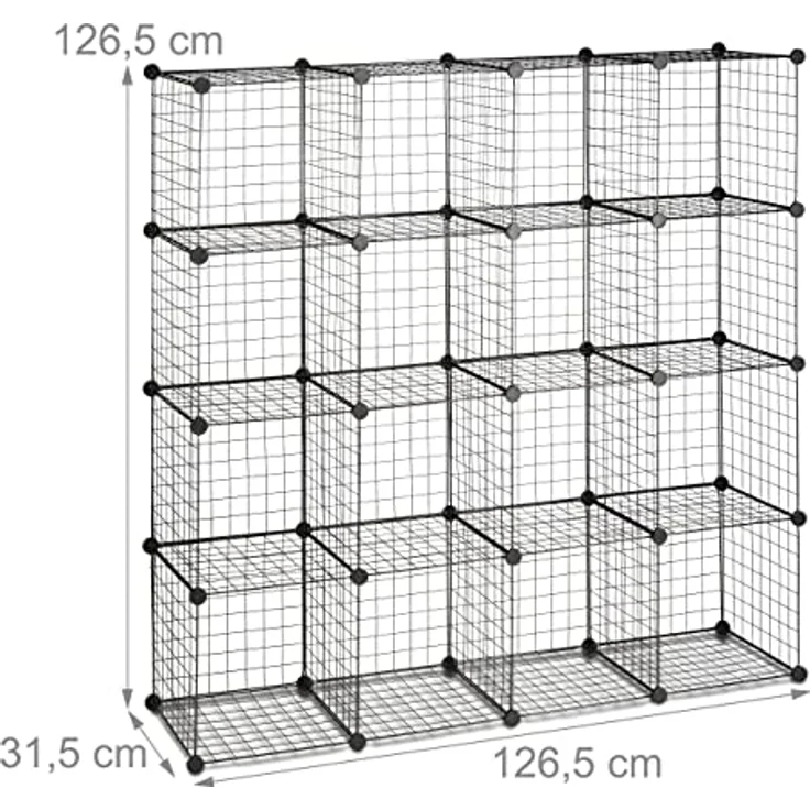Relaxdays Kellerregal, Steckregal mit 16 Fächern, individuell zusammenstellbar, im modernen Industrial-Look – Bild 3