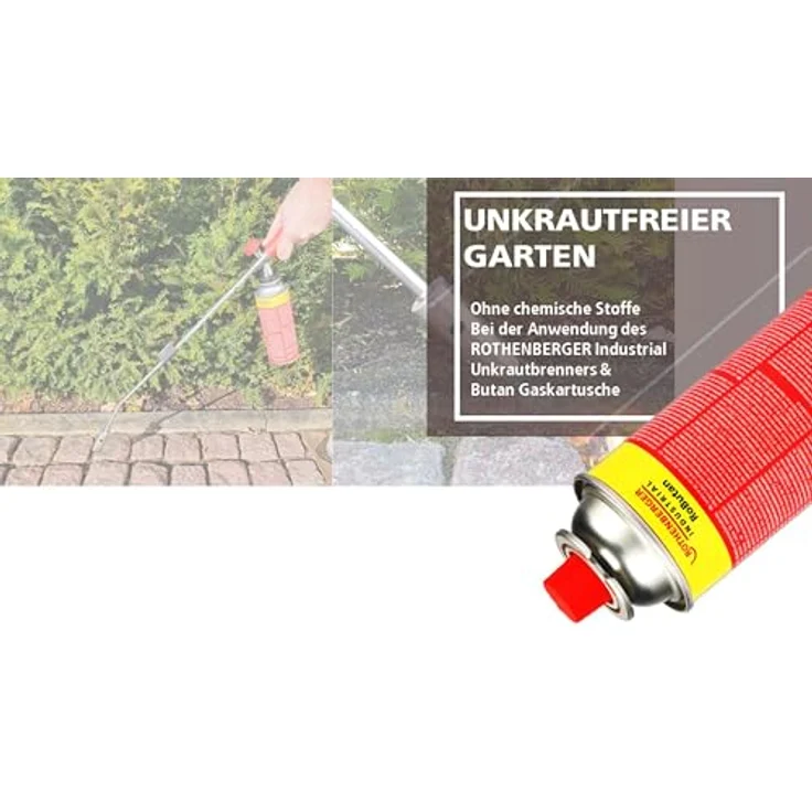 ROTHENBERGER Industrial Gaskartusche RoButan 220 g / 393 ml, Bajonett-Verschluss MSF-1A, Ventilkartusche für Camping und Unkrautvernichter, 8 Stück – Bild 5