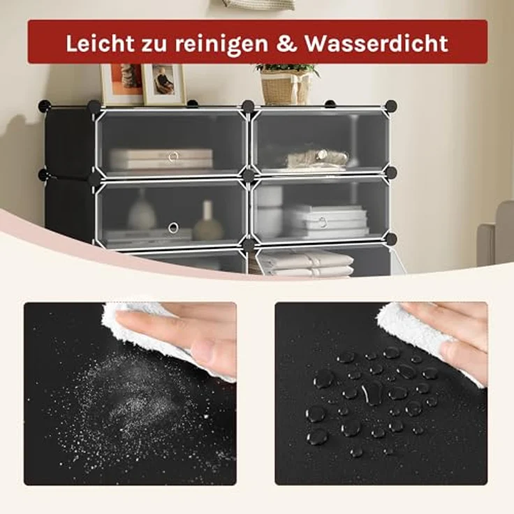 DIY Schuhschrank mit Tür, 10 Fächer aus Kunststoff schwarz – Bild 6