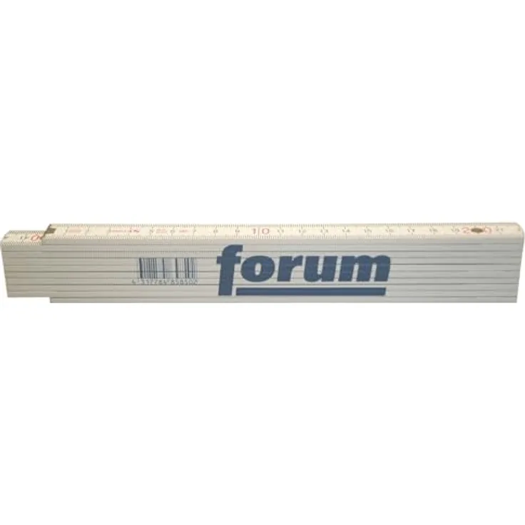 Forum Holz-Gliedermaßstab 2m 16mm, weiße Lackierung mit schwarz aufgedruckter Maßeinteilung und roten Zehnerzahlen, EG-Genauigkeitsklasse III